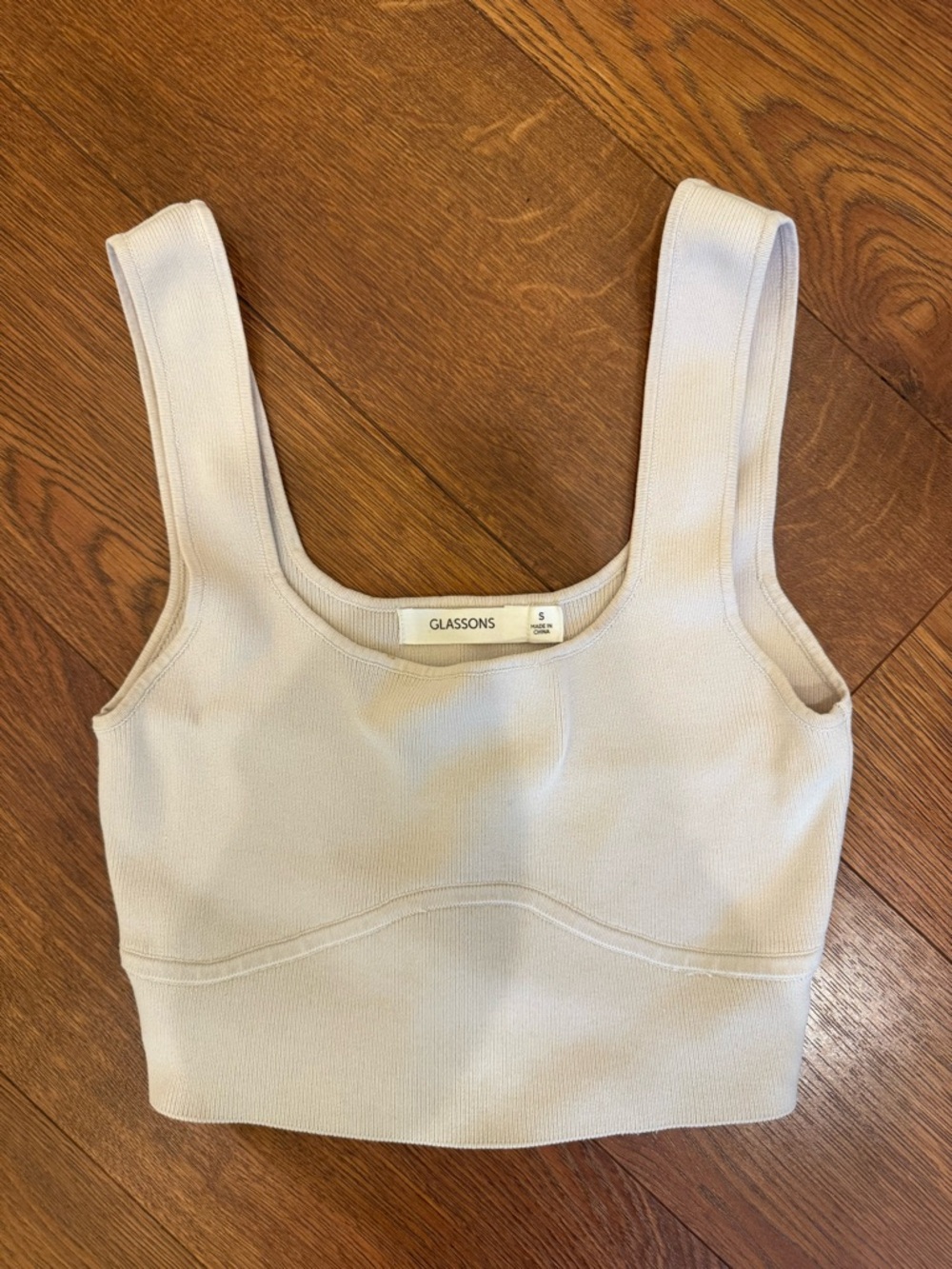 Glassons Neutral Ribbed Crop Tank - Cream